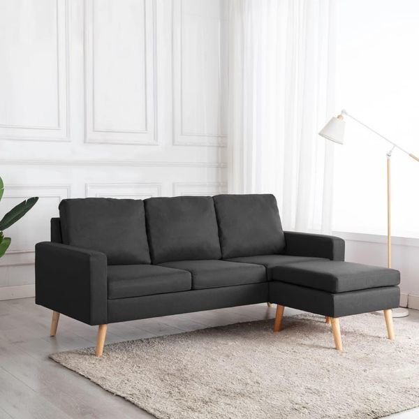 2025 Divano Moderno A 3 Posti Con Poggiapiedi In Tessuto Grigio Scuro - Divani Classici,Design 1591934 2Parcel-image