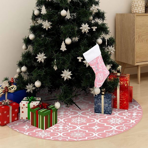 Maison Exclusive - Gonna Albero Natale Raffinata Con Calza Rosa Tessuto 90 Cm-image