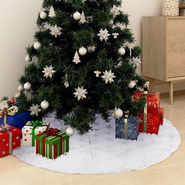 Design New Luxury Christmas Tree Skirt White 122 Cm Faux Fur - Ghirlande Di Natale Furniture2025 CHY6899443 1Parcel-image