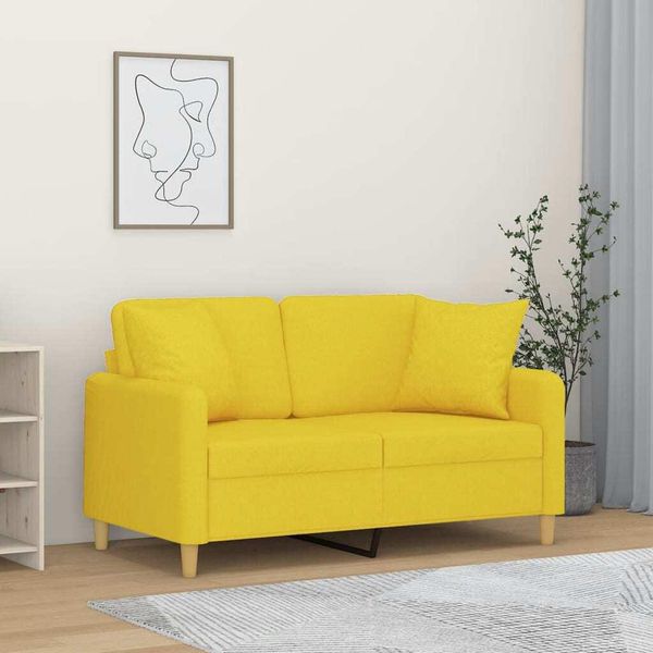 Design Nuovo Divano A 2 Posti Con Cuscini Decorativi Tessuto Giallo Chiaro 120 Cm - Divani Classici Mobili2025 CHY8468655 2Pacchi-image