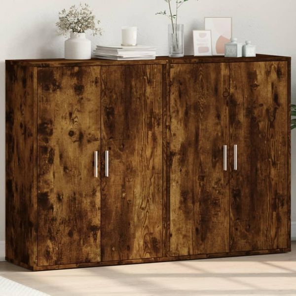 Maison Exclusive - Credenze 2 Pz Rovere Fumo 60X31X84 Cm In Legno Multistrato-image