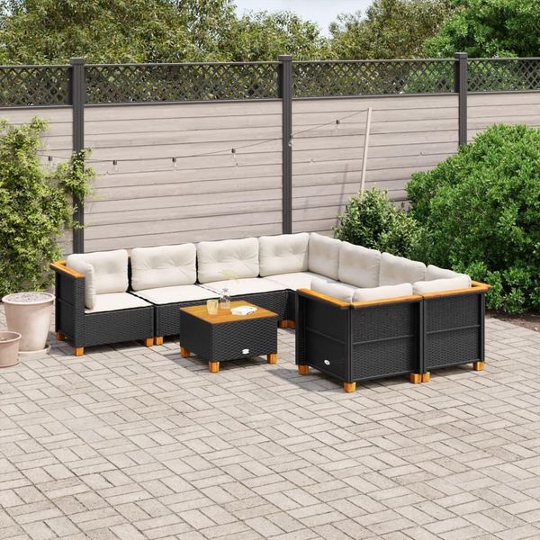 Stabli MöBel Set Di Mobili Da Giardino Set Di Mobili Da Balcone Set Di Divani Da Giardino 9 Pezzi Con Cuscini Nero Poly Rattan - Set Di Mobili Da Giardino CC9366056 4Parcel-image