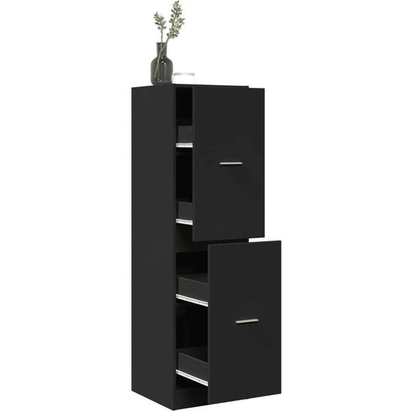 Pratica Vetrinetta Da Esposizione Mobile Speziale Nero 40X41X144,5 Cm Legno Composito - Cassettiere ,Mobili Di Design 4620745 2Parti-image