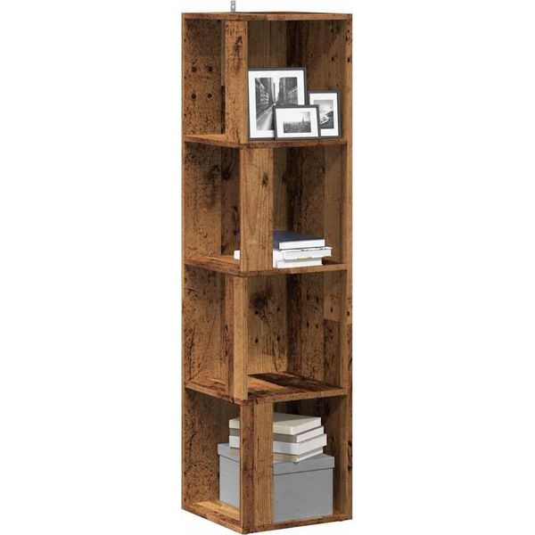 Stabli MöBel Vetrinetta Scaffale Ad Angolo Effetto Legno Vecchio 33X33X132 Cm Materiale Legno - Cassettiere CC2711197 1Pacco-image
