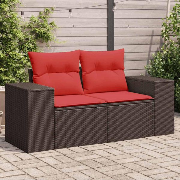 Best MöBel Divano Da Giardino Con Cuscini A 2 Posti In Poly Rattan Marrone - Divani Da Giardino Cloris New2529690 1Pacco-image