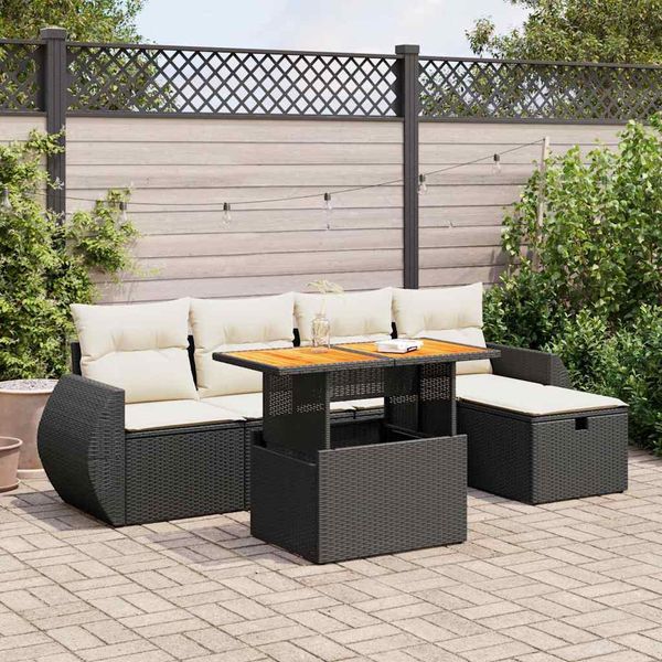 Design Nuovo Set Di Mobili Da Giardino Set Di Mobili Da Balcone Set Di Divani Da Giardino 6 Pezzi Con Cuscini Nero Poly Rattan - Set Di Mobili Da Giardino Mobili2025 CHY8587832 5Parcel-image