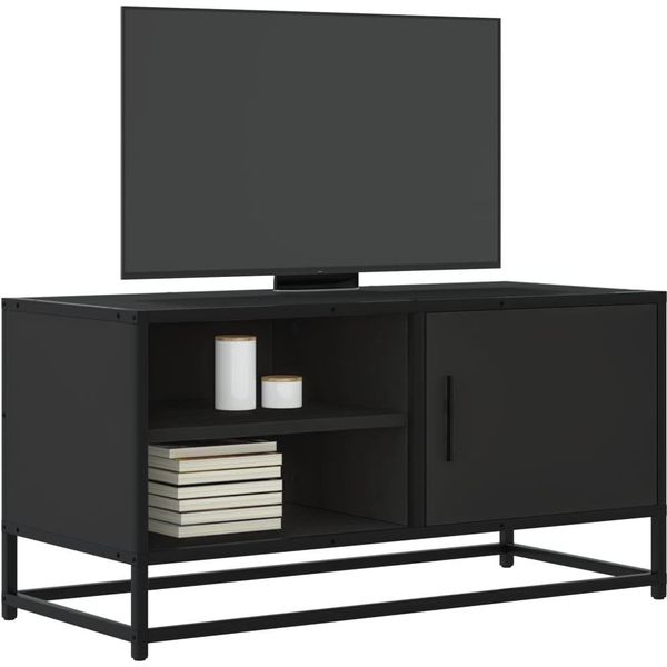 Mobile Tv Semplice Nero 80X34,5X40 Cm In Legno E Metallo - Mobili Tv DE9205676 1Pacco-image