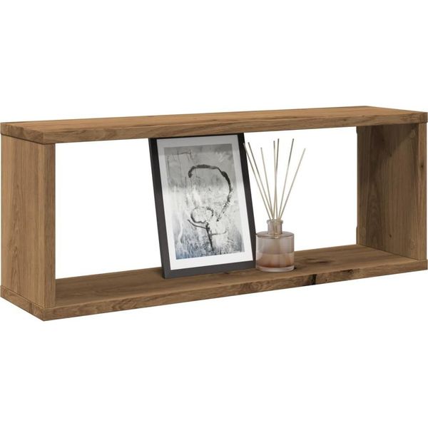 Mensole Da Parete Cubo Design 2 Pz. Rovere Artigianale 60X15X23 Materiale A Base Di Legno - Mensole Da Parete 2025 Nuovo9259951 1Pacco-image