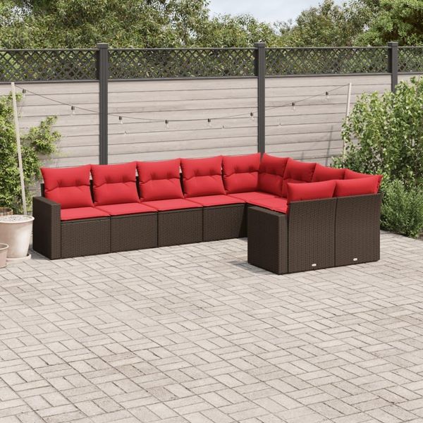 Set Di Mobili Da Giardino Durevoli Set Di Mobili Da Balcone Set Di Divani Da Giardino Da 9 Pezzi Con Cuscini In Poly Rattan Marrone - Set Di Mobili Da Giardino Octo3782960 4Parcel-image
