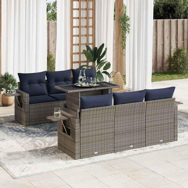 2025 Set Di Mobili Da Giardino Moderni Set Di Mobili Da Balcone Set Di Divani Da Giardino 7 Pezzi Con Cuscini Grigio Poly Rattan - Set Di Mobili Da Giardino,Design 3654807 5Parcel-image