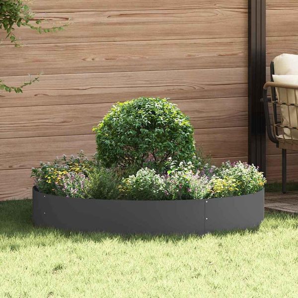 Pratica Fioriera Da Giardino Nera 120 X 120 X 20 Cm In Acciaio - Aiuole ,Mobili Di Design 8951022 1Pacco-image