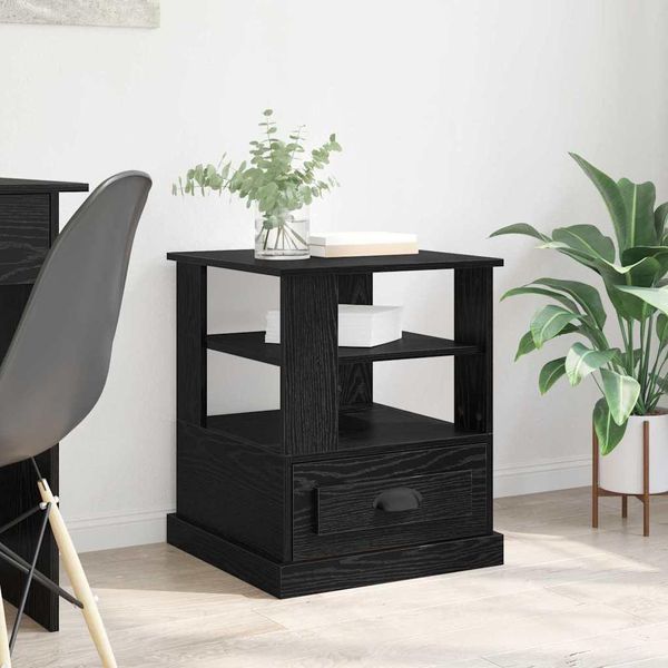 Maison Exclusive - Comodino Nero Effetto Rovere 50 X 50 X 60 Cm Materiale Ligneo-image