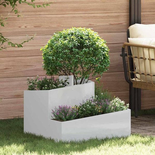 Pratica Fioriera Da Giardino Argento 60 X 60 X 50 Cm Acciaio Zincato - Aiuole ,Mobili Di Design 6016101 1Pacco-image