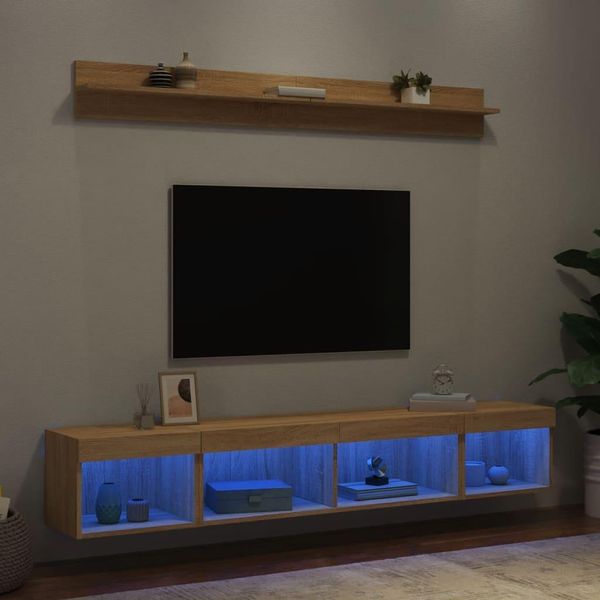 Maison Exclusive - Mobili Tv A Muro Con Led 5Pz Rovere Sonoma Legno Multistrato-image