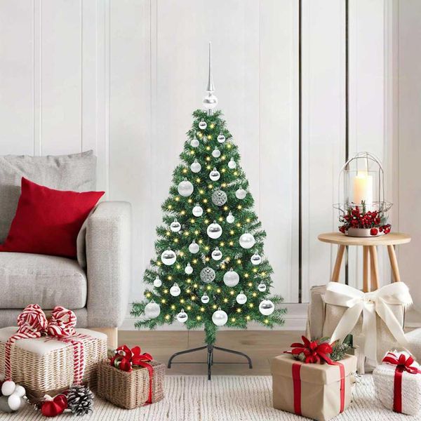 Pratico Albero Di Natale Artificiale Preilluminato Verde 120 Cm Pvc - Alberi Di Natale Artificiali, Arredamento Di Design 9803500 2Parti-image