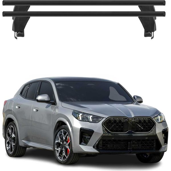 Portapacchi Menabo Per Bmw X2 U10 2023-2025 Alluminio Nero 2 Pezzi-image