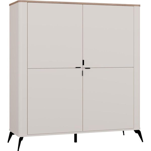 Cassettiera Cordoba 4D, Beige Cashmere, Rovere Castello, 4 Ante, 8 Ripiani, Soggiorno-image