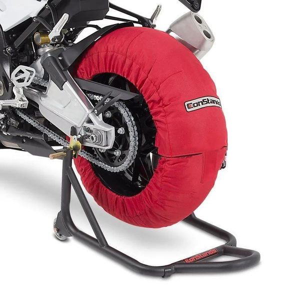 Set Scaldapneumatici Moto Laguna Seca Constands 60-80°C Adatto Per Ruota Anteriore E Posteriore Da 17 Pollici In Rosso-image