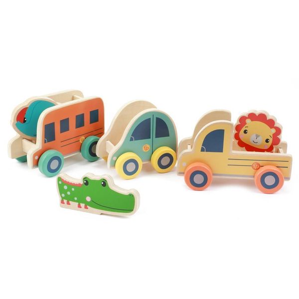 Fisher-Price - Veicoli In Legno 3 Pezzi + Animali Giocattoli In Legno Per Bambini Piccoli-image