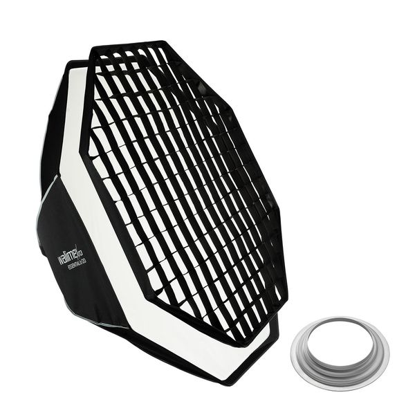 Walimex Pro Essential Softbox Octagon 120Cm + Adattatore Hensel Eh, 360°, Facile Da Montare, Incluso Griglia, Adattatore Bowens E Borsa Per Il Trasporto, Ideale Per Ritratti E Scatti Di Bellezza-image