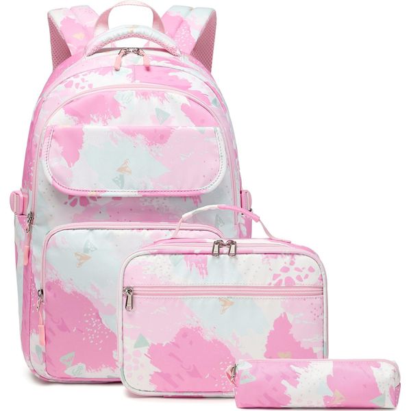 Zaino Scuola Ragazze Adolescenti Signore Borsa Scuola Set Zaino Leggero Per Ragazze Ragazzi Scuola Tempo Libero Con Borsa Pranzo E Portamatite-image