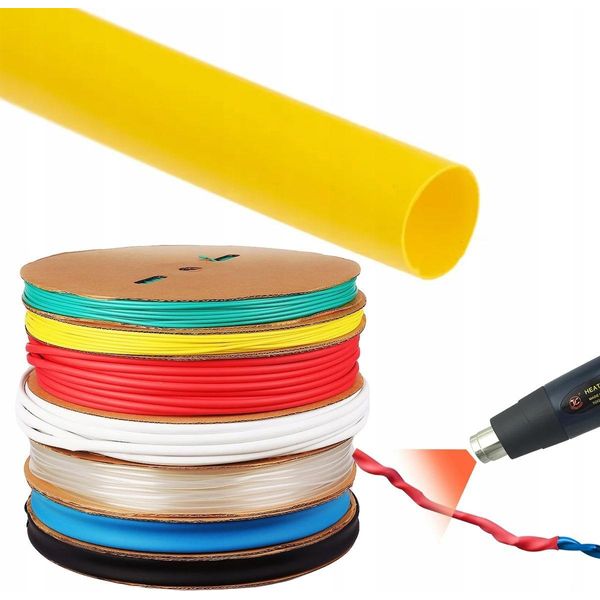 Rosfix Guaina Termorestringente 12 Mm Gialla – Flessibile E Autoestinguente | Rapporto Di Restringimento 2:1 | Industria Elettronica E Automobilistica-image