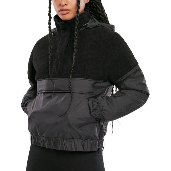 DáMská VěTrovka Urban Classics Donna Sherpa Mix Pull Over Jacket Nero/Nero - M-image