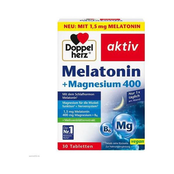 Double Heart Melatonina+Magnesio 400 Compresse 30 Capsule-image