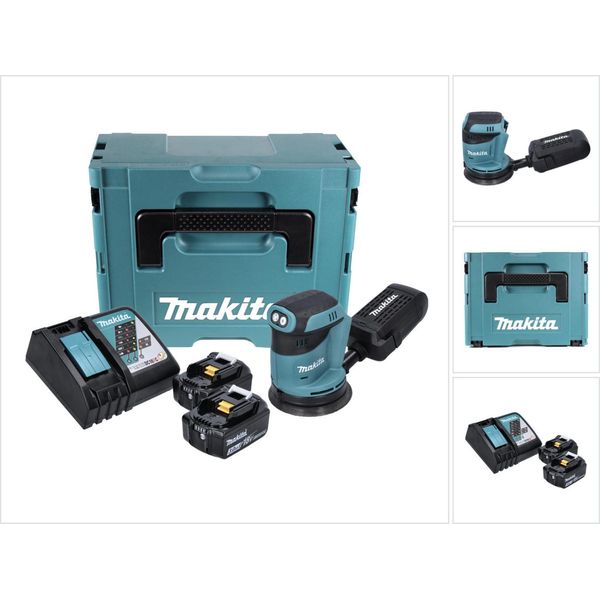 Makita DBO180RFJ Levigatrice Orbitale A Batteria 125Mm 18V + 2X Batterie 3.0Ah + Caricatore + Valigetta Makpac-image