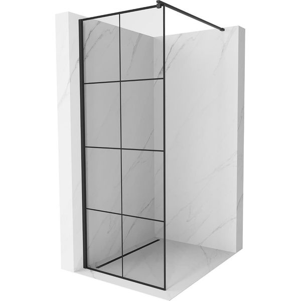 Mexen Kioto Parete Doccia Walk-In 70 X 200 Cm, Griglia Nera 8 Mm, Nero - 800-070-101-70-77-image