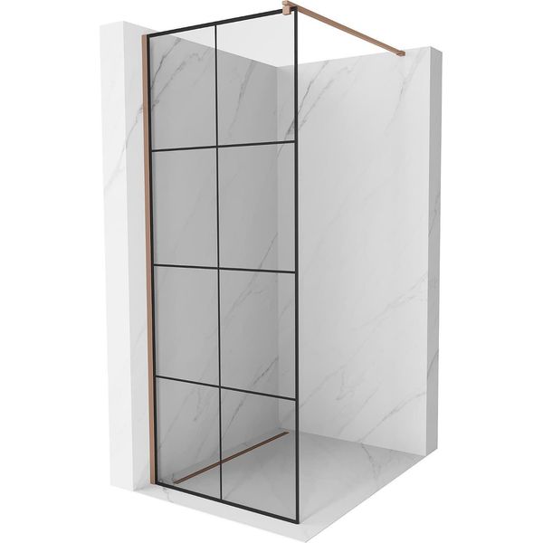 Mexen Kioto Parete Doccia Walk-In 90 X 200 Cm, Griglia Nera 8 Mm, Oro Rosa - 800-090-101-60-77-image