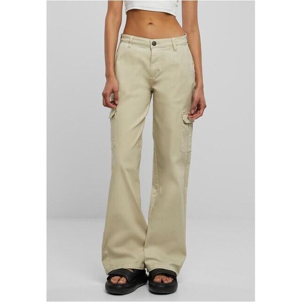 Urban Classics Donna Pantaloni Cargo Denim Dritti A Vita Alta Offwhite Raw - 30-image