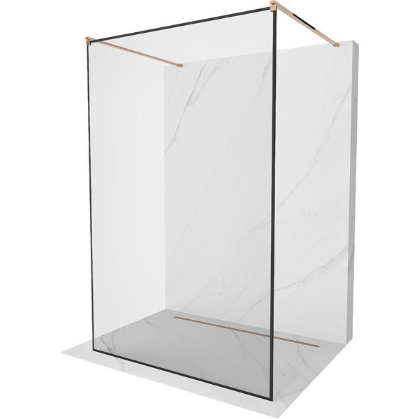 Mexen Kioto Parete Doccia Autoportante 140 X 200 Cm, Cornice Nera 8 Mm, Oro Rosa - 800-140-002-60-70-image