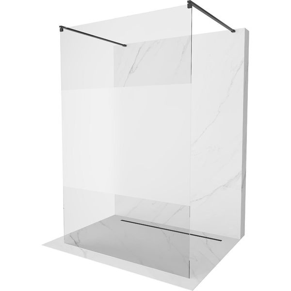 Mexen Kioto Pannello Doccia Indipendente 100 X 200 Cm, Trasparente/Satinato 8 Mm, Nero - 800-100-002-70-35-image