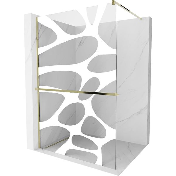Mexen Kioto+ Parete Doccia Con Mensola Walk-In 80 X 200 Cm, Onda Bianca, Dorata - 800-080-121-50-97-image
