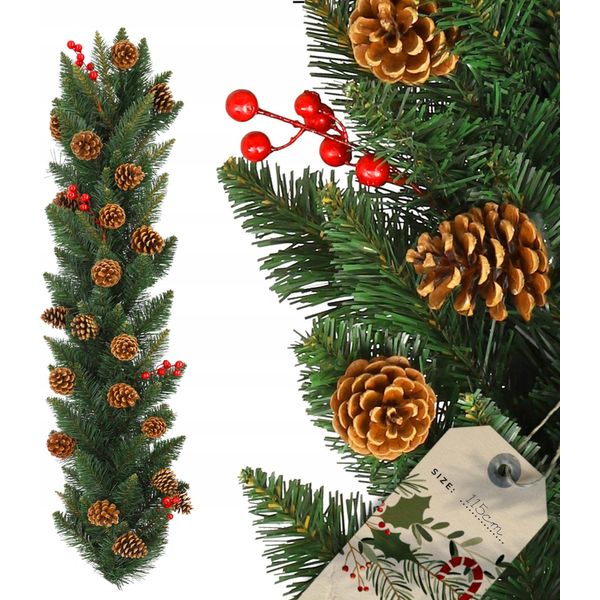 Ghirlanda Di Pini Kadax, Ghirlanda Decorativa, Ghirlanda Di Pini Con Pigne Lunga 115 Cm-image