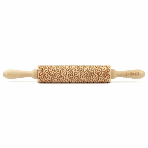 Mattarello Folkroll Motivo Floral Deco, Medio, 37 Cm, Mattarello, Rullo Per Goffratura, Motivo, Rullo, Legno Di Faggio, 892783-image