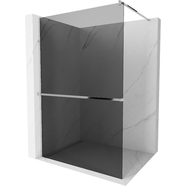 Mexen Kioto+ Parete Doccia Con Mensola Walk-In 90 X 200 Cm, Grafite, Cromo - 800-090-121-01-40-image