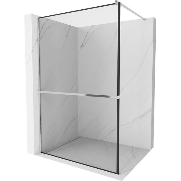 Mexen Kioto+ Parete Doccia Con Mensola Walk-In 90 X 200 Cm, Cornice Nera, Cromato - 800-090-121-01-70-image