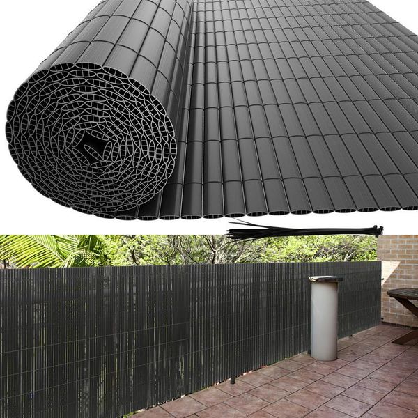 Tolletour Stuoia Per Privacy In Pvc Recinzione Privacy In Pvc Antracite Frangivento Per Giardino, Balcone E Terrazza 180X400Cm-image