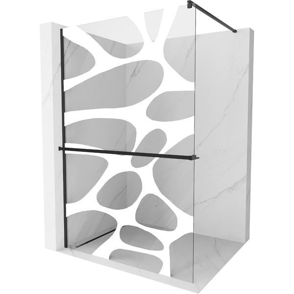 Mexen Kioto+ Parete Doccia Con Mensola Walk-In 80 X 200 Cm, Onda Bianca, Nera - 800-080-121-70-97-image