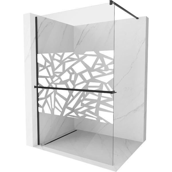 Mexen Kioto+ Parete Doccia Con Mensola Walk-In 120 X 200 Cm, Motivo Bianco, Nero - 800-120-121-70-85-image