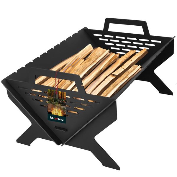 Kotarbau® Ciotola Per Fuoco Da Campeggio Pieghevole Barbecue Da Giardino 50 Cm X 35 Cm Lamiera D'acciaio Resistente Al Calore Colore Ciotola Per Fuoco Pieghevole-image