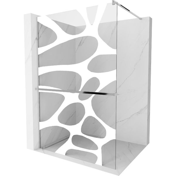 Mexen Kioto+ Parete Doccia Con Mensola Walk-In 100 X 200 Cm, Onda Bianca, Cromo - 800-100-121-01-97-image