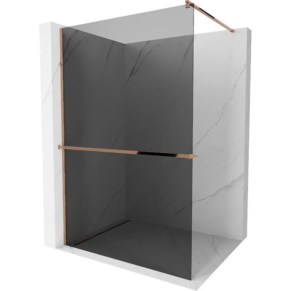 Mexen Kioto+ Parete Doccia Con Mensola Walk-In 110 X 200 Cm, Grafite, Oro Rosa - 800-110-121-60-40-image