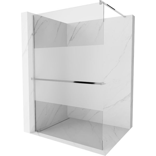 Mexen Kioto+ Parete Doccia Con Mensola Walk-In 140 X 200 Cm, Trasparente/Brina, Cromo - 800-140-121-01-35-image