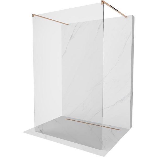 Mexen Kioto Parete Doccia Autoportante 140 X 200 Cm, Trasparente 8 Mm, Oro Rosa - 800-140-002-60-00-image