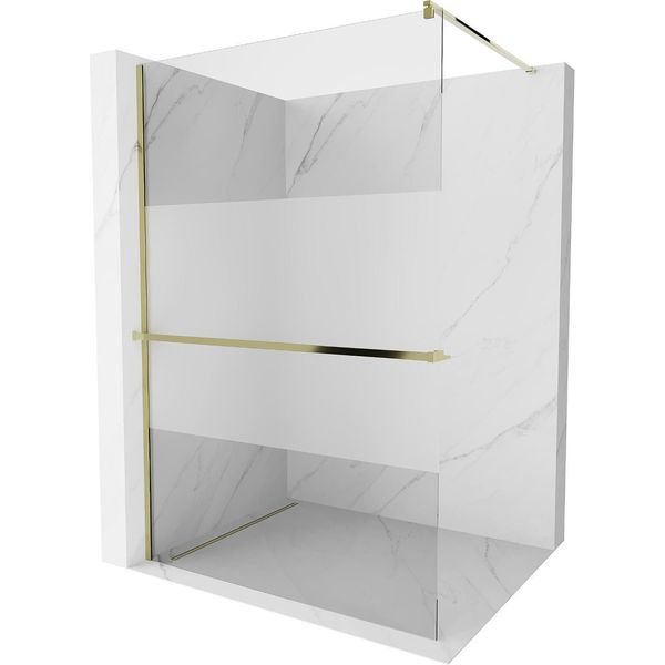 Mexen Kioto+ Pannello Doccia Walk-In Con Mensola 120 X 200 Cm, Trasparente/Brina, Oro - 800-120-121-50-35-image