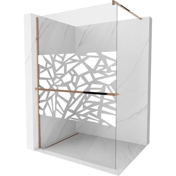 Mexen Kioto+ Parete Doccia Con Ripiano Walk-In 110 X 200 Cm, Motivo Bianco, Oro Rosa - 800-110-121-60-85-image