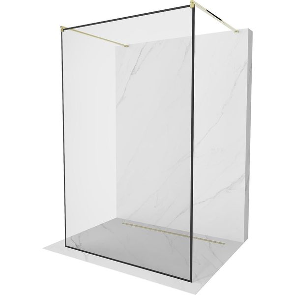 Mexen Kioto Parete Doccia Autoportante 100 X 200 Cm, Cornice Nera 8 Mm, Oro - 800-100-002-50-70-image